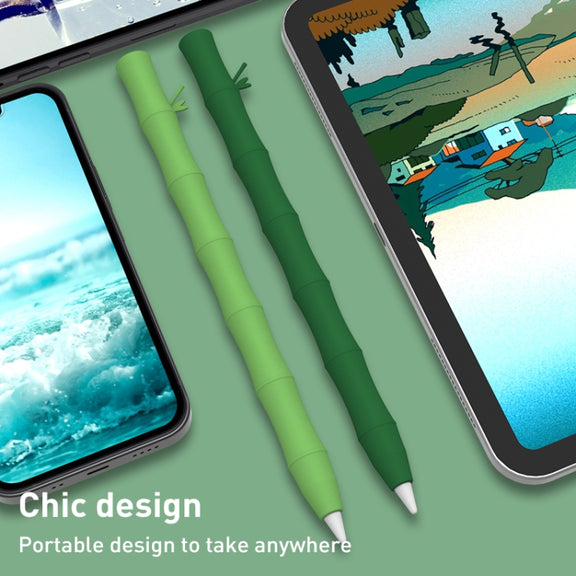 LOVE MEI Bamboo Liquid Silicone Gel Stylus Pen Protective Case For Apple Pencil 2(Dark Green)