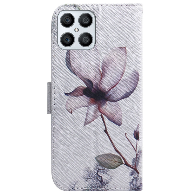 For Honor X8 Coloured Drawing Leather Phone Case(Magnolia Flower)