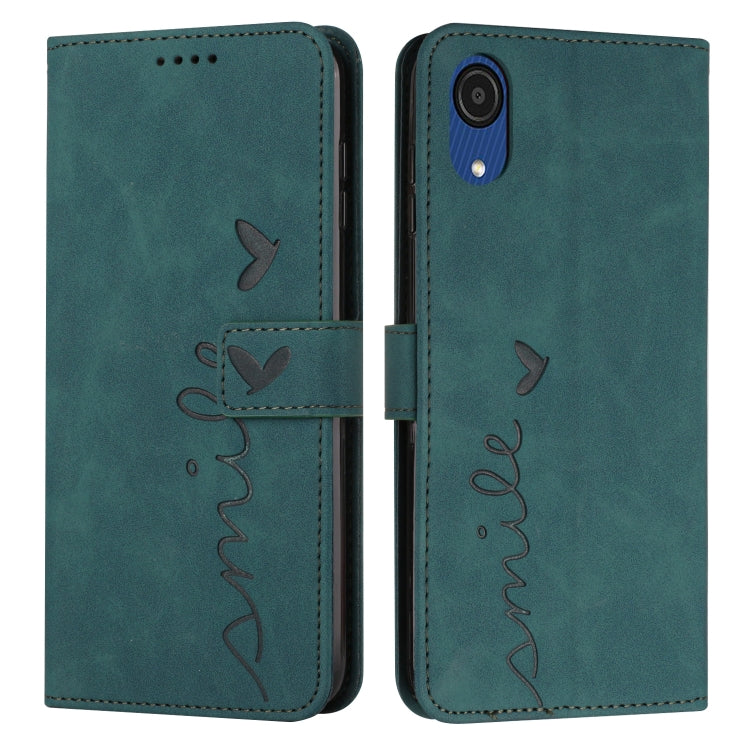 For Samsung Galaxy A03 Core Skin Feel Heart Pattern Leather Phone Case(Green)