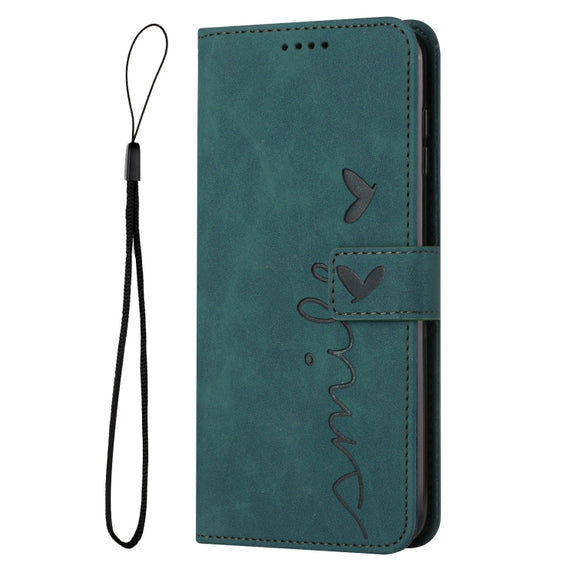 For Samsung Galaxy A03 Core Skin Feel Heart Pattern Leather Phone Case(Green)