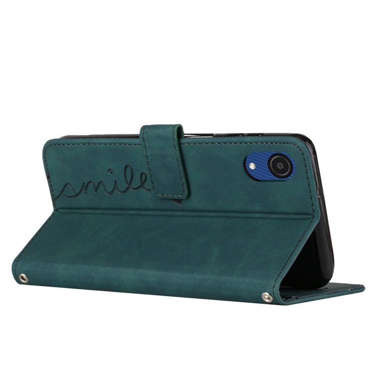 For Samsung Galaxy A03 Core Skin Feel Heart Pattern Leather Phone Case(Green)