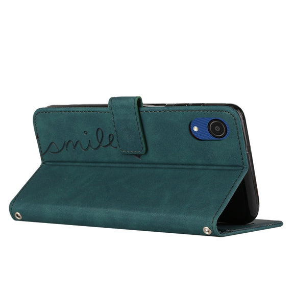 For Samsung Galaxy A03 Core Skin Feel Heart Pattern Leather Phone Case(Green)