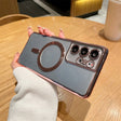 For Samsung Galaxy S22 Ultra 5G TPU Electroplated Magsafe Magnetic Phone Case(Pink) - Galaxy S22 Ultra 5G Cases by PMC TechLife | Online Shopping South Africa | PMC TechLife