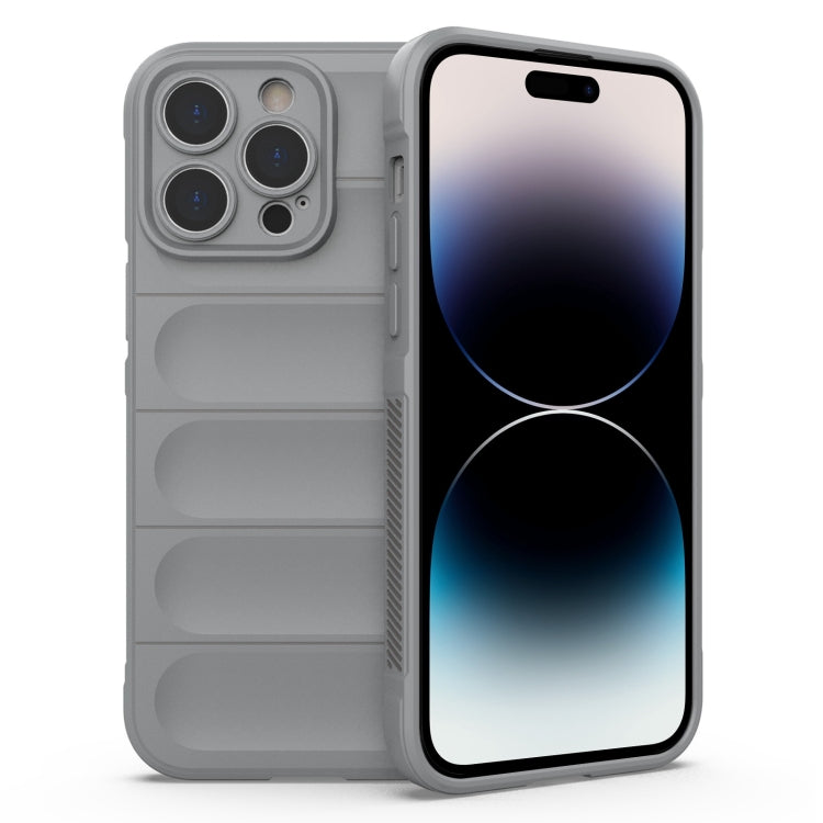 For iPhone 14 Pro Max Magic Shield TPU + Flannel Phone Case (Grey)