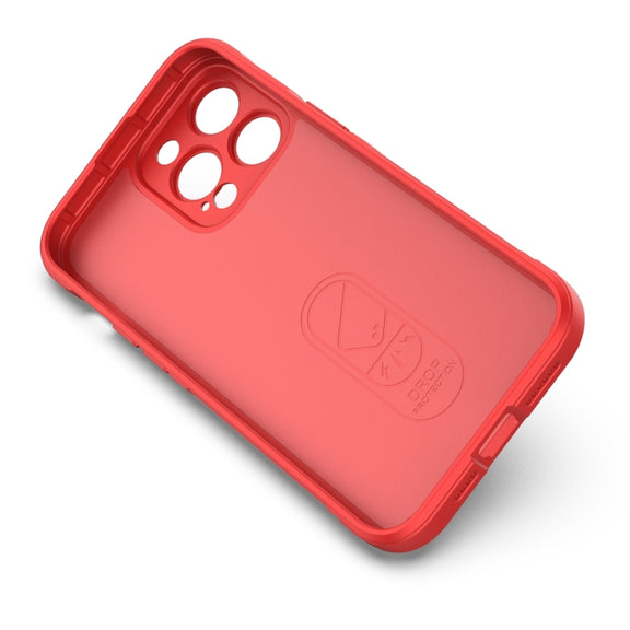 For iPhone 14 Pro Max Magic Shield TPU + Flannel Phone Case (Red)