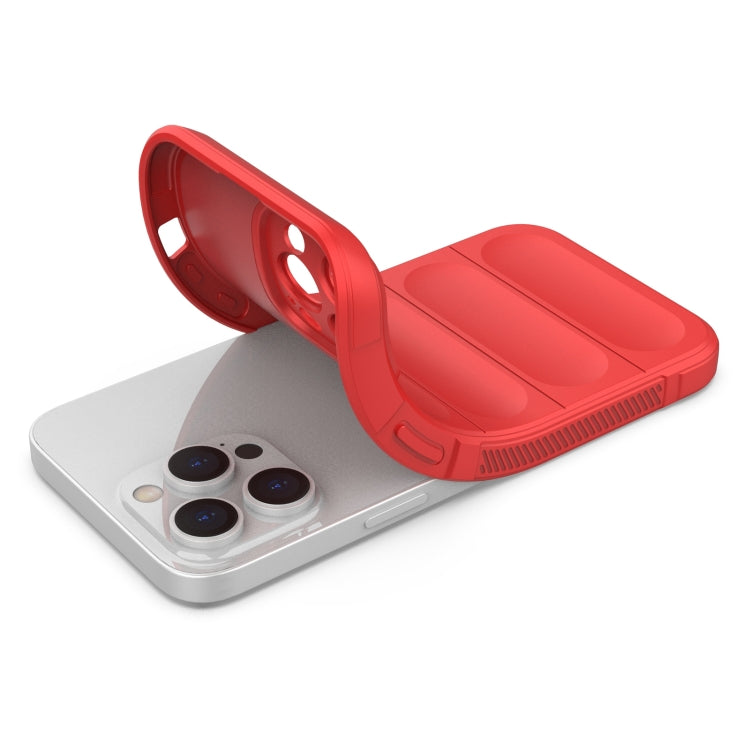 For iPhone 14 Pro Max Magic Shield TPU + Flannel Phone Case (Red)