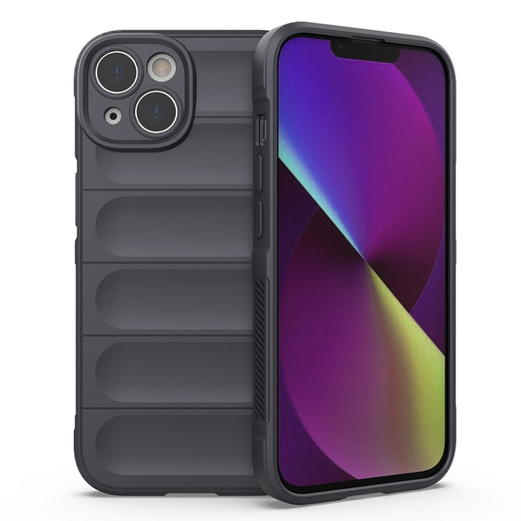 For iPhone 14 Magic Shield TPU + Flannel Phone Case (Dark Grey)