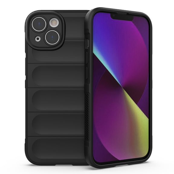 For iPhone 14 Magic Shield TPU + Flannel Phone Case (Black)