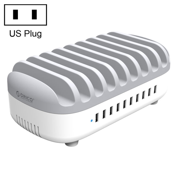 ORICO DUK-10P-DX 120W 5V 2.4A 10 Ports USB Charging Station, US Plug(White)
