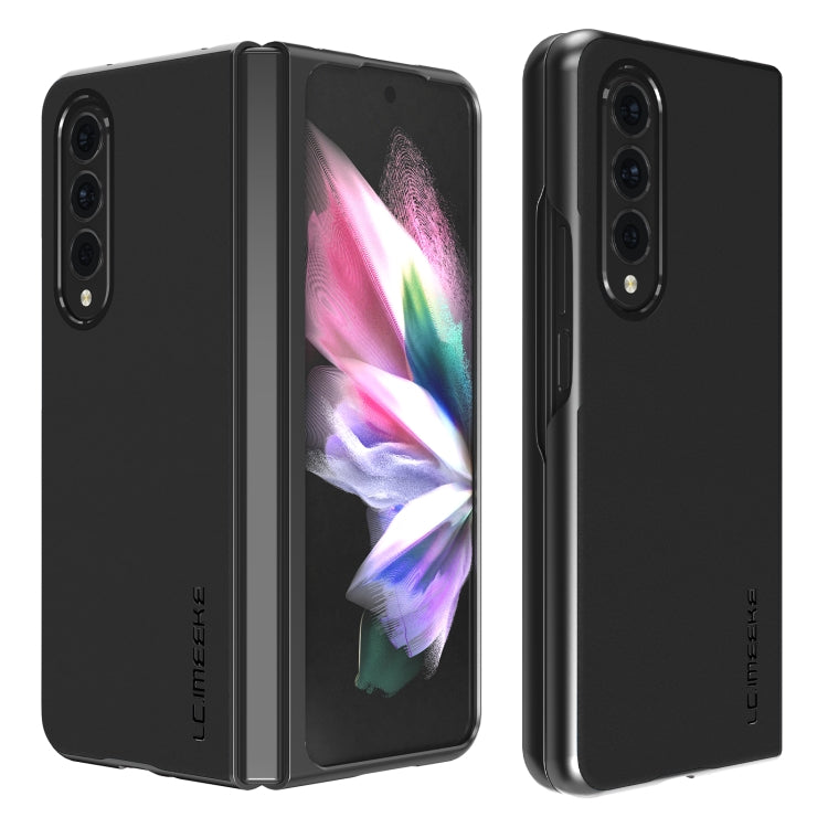 For Samsung Galaxy Z Fold4 5G LC.IMEEKE Shock-resistant Plain Leather All-inclusive Protective Case(Black)