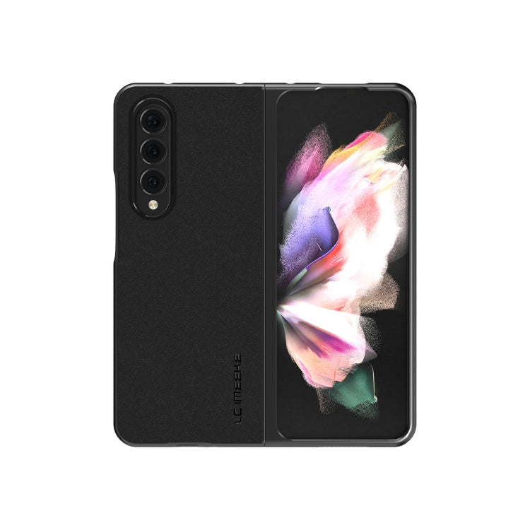 For Samsung Galaxy Z Fold4 5G LC.IMEEKE Shock-resistant Plain Leather All-inclusive Protective Case(Black)
