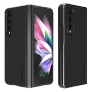 For Samsung Galaxy Z Fold4 5G LC.IMEEKE Shock-resistant Plain Leather All-inclusive Protective Case(Black)