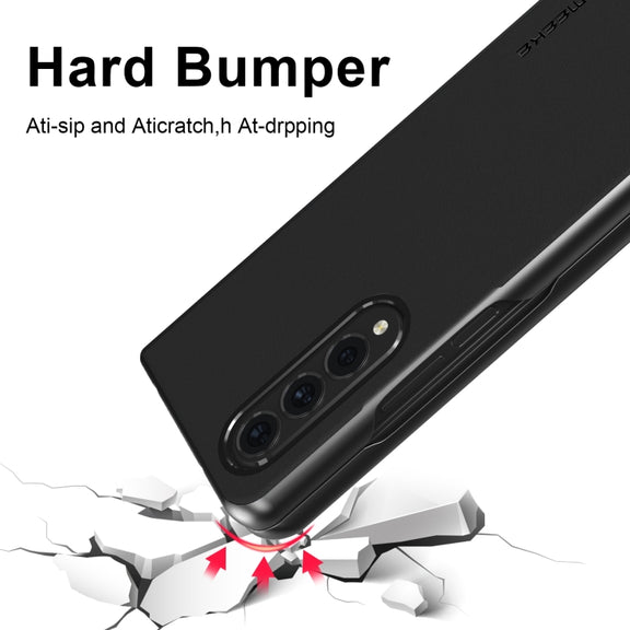 For Samsung Galaxy Z Fold4 5G LC.IMEEKE Shock-resistant Plain Leather All-inclusive Protective Case(Black)