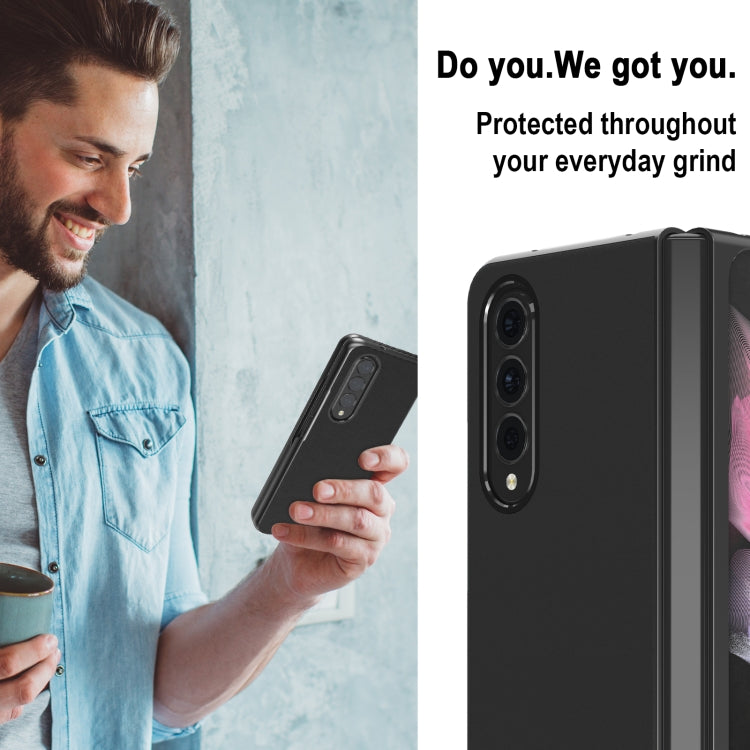 For Samsung Galaxy Z Fold4 5G LC.IMEEKE Shock-resistant Plain Leather All-inclusive Protective Case(Black)
