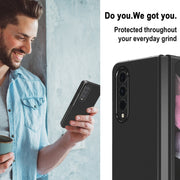 For Samsung Galaxy Z Fold4 5G LC.IMEEKE Shock-resistant Plain Leather All-inclusive Protective Case(Black)