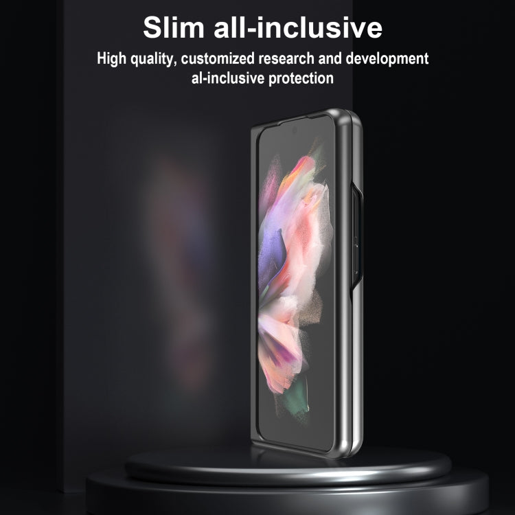 For Samsung Galaxy Z Fold4 5G LC.IMEEKE Shock-resistant Plain Leather All-inclusive Protective Case(Black)