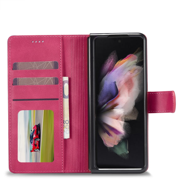 For Samsung Galaxy Z Fold4 5G LC.IMEEKE Calf Texture Leather Phone Case(Red)