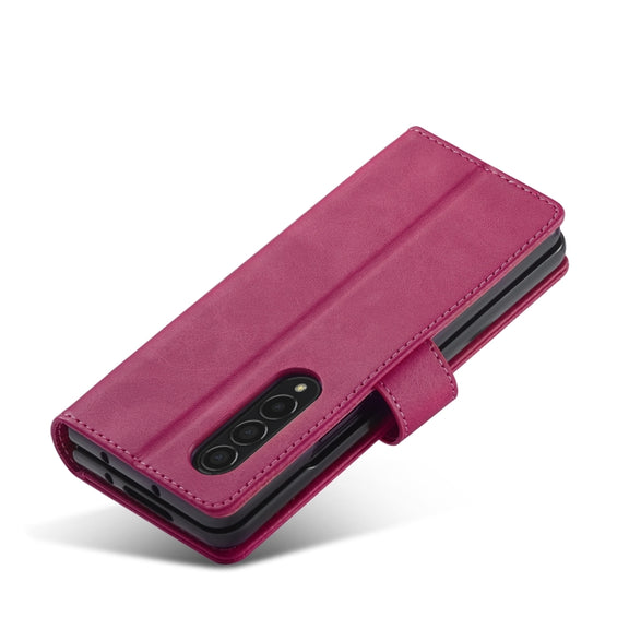 For Samsung Galaxy Z Fold4 5G LC.IMEEKE Calf Texture Leather Phone Case(Red)