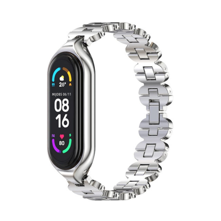 For Xiaomi Mi Band 5 / 6 MIJOBS Bone Chain Double Hole Metal Watch Band(Silver)