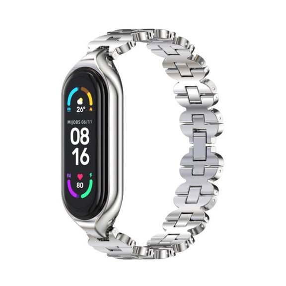 For Xiaomi Mi Band 5 / 6 MIJOBS Bone Chain Double Hole Metal Watch Band(Silver)