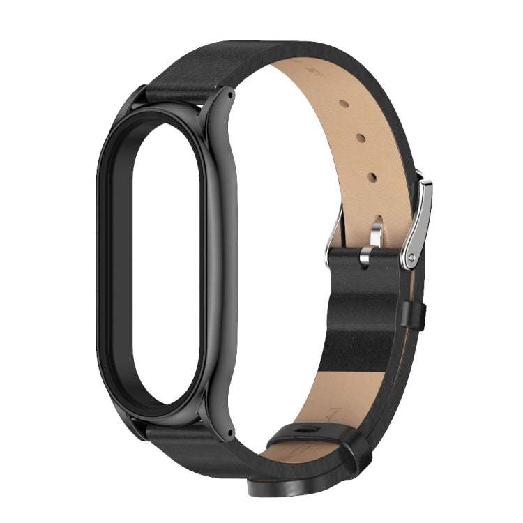 For Xiaomi Mi Band 7 / 7 NFC MIJOBS Plus Metal Case Microfiber Leather Watch Band(Black) - Watch Bands by MIJOBS