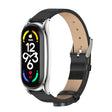 For Xiaomi Mi Band 7 / 7 NFC MIJOBS Plus Metal Case Microfiber Leather Watch Band(Black Silver)