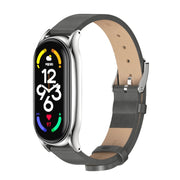 For Xiaomi Mi Band 7 / 7 NFC MIJOBS Plus Metal Case Microfiber Leather Watch Band(Grey Silver) - Watch Bands by MIJOBS