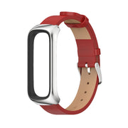 For Samsung Galaxy Fit 2 MIJOBS Metal Case Microfiber Leather Watch Band(Red Silver) - Watch Bands by MIJOBS