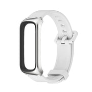 For Samsung Galaxy Fit 2 MIJOBS Metal Case Silicone Watch Band(White Silver) - Watch Bands by MIJOBS