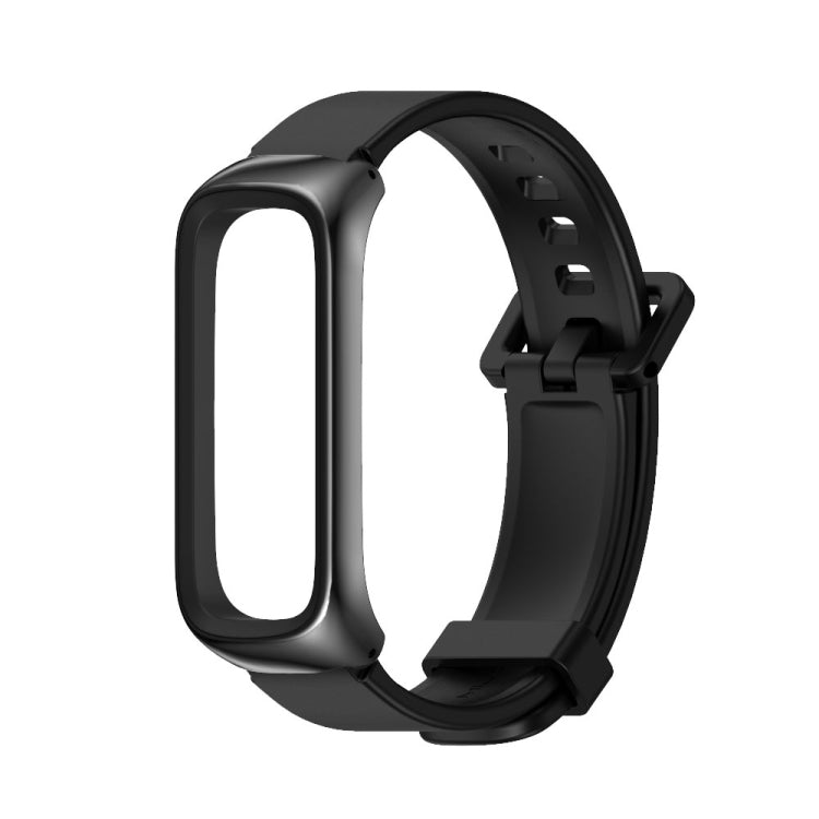 For Samsung Galaxy Fit 2 MIJOBS Metal Case Silicone Watch Band(Black)