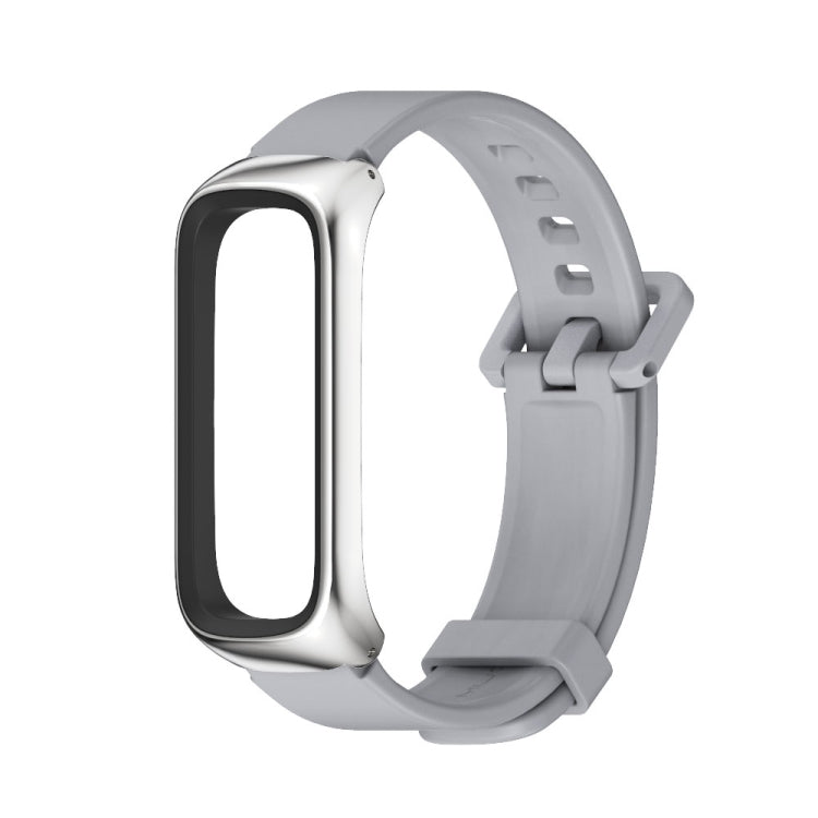 For Samsung Galaxy Fit 2 MIJOBS Metal Case Silicone Watch Band(Grey Silver) - Watch Bands by MIJOBS