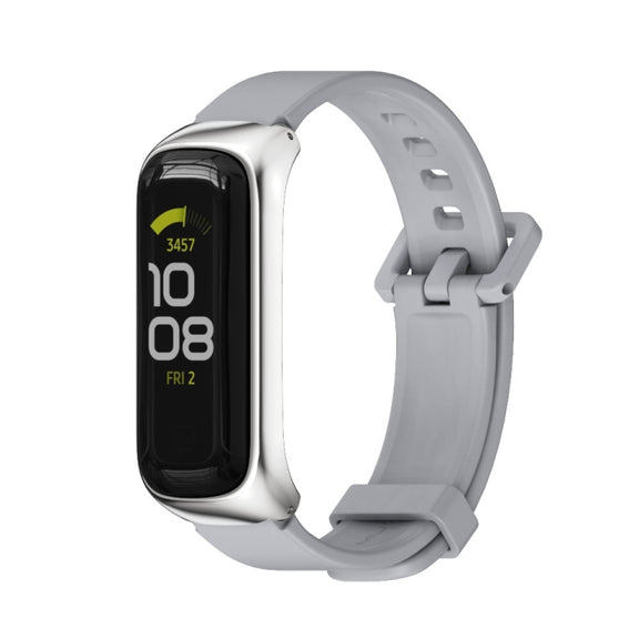 For Samsung Galaxy Fit 2 MIJOBS Metal Case Silicone Watch Band(Grey Silver) - Watch Bands by MIJOBS