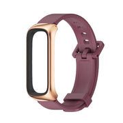 For Samsung Galaxy Fit 2 MIJOBS Metal Case Silicone Watch Band(Wine Red Rose Gold) - Watch Bands by MIJOBS