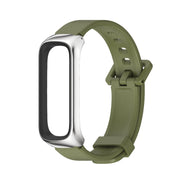 For Samsung Galaxy Fit 2 MIJOBS Metal Case Silicone Watch Band(Army Green Silver) - Watch Bands by MIJOBS