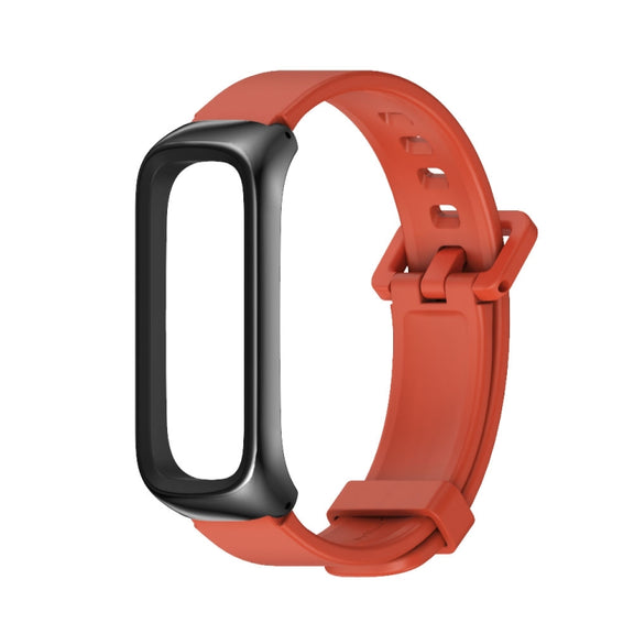 For Samsung Galaxy Fit 2 MIJOBS Metal Case Silicone Watch Band(Orange Black) - Watch Bands by MIJOBS