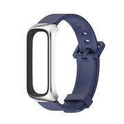For Samsung Galaxy Fit 2 MIJOBS Metal Case Silicone Watch Band(Midnight Blue Silver)