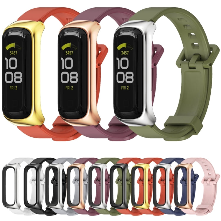 For Samsung Galaxy Fit 2 MIJOBS Metal Case Silicone Watch Band(Orange Black) - Watch Bands by MIJOBS