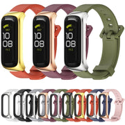 For Samsung Galaxy Fit 2 MIJOBS Metal Case Silicone Watch Band(Orange Black) - Watch Bands by MIJOBS