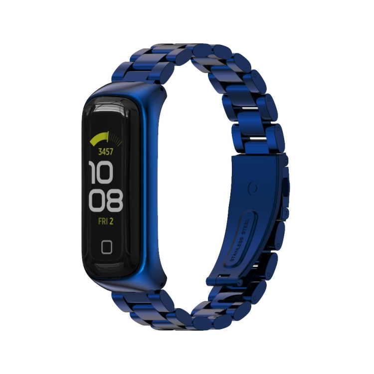 For Samsung Galaxy Fit 2 MIJOBS Three-bead Metal Stainless Steel Watch Band(Blue) - Watch Bands by MIJOBS