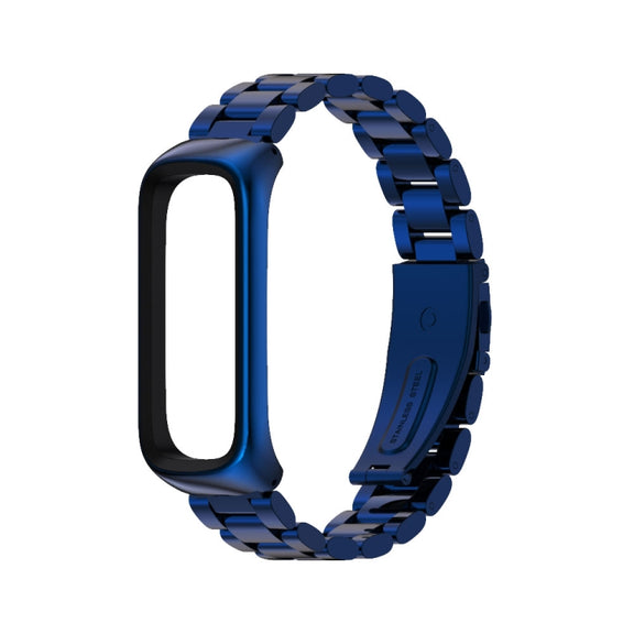 For Samsung Galaxy Fit 2 MIJOBS Three-bead Metal Stainless Steel Watch Band(Blue) - Watch Bands by MIJOBS