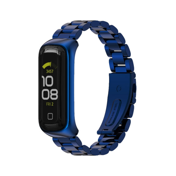 For Samsung Galaxy Fit 2 MIJOBS Three-bead Metal Stainless Steel Watch Band(Blue) - Watch Bands by MIJOBS