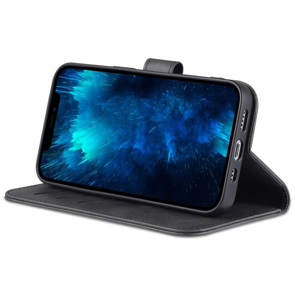 For iPhone 14 Pro Max AZNS Skin Feel Calf Texture Horizontal Flip Leather Case (Black)