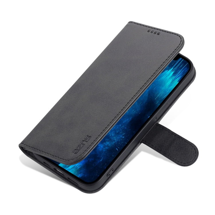 For iPhone 14 Pro Max AZNS Skin Feel Calf Texture Horizontal Flip Leather Case (Black)