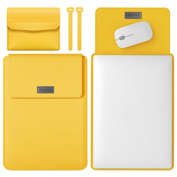 4 in 1 Lightweight and Portable Leather Computer Bag, Size:13/14 inches(Yellow)