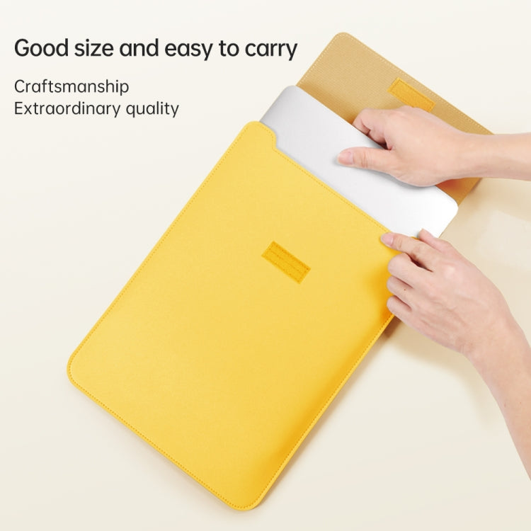 4 in 1 Lightweight and Portable Leather Computer Bag, Size:13/14 inches(Yellow)