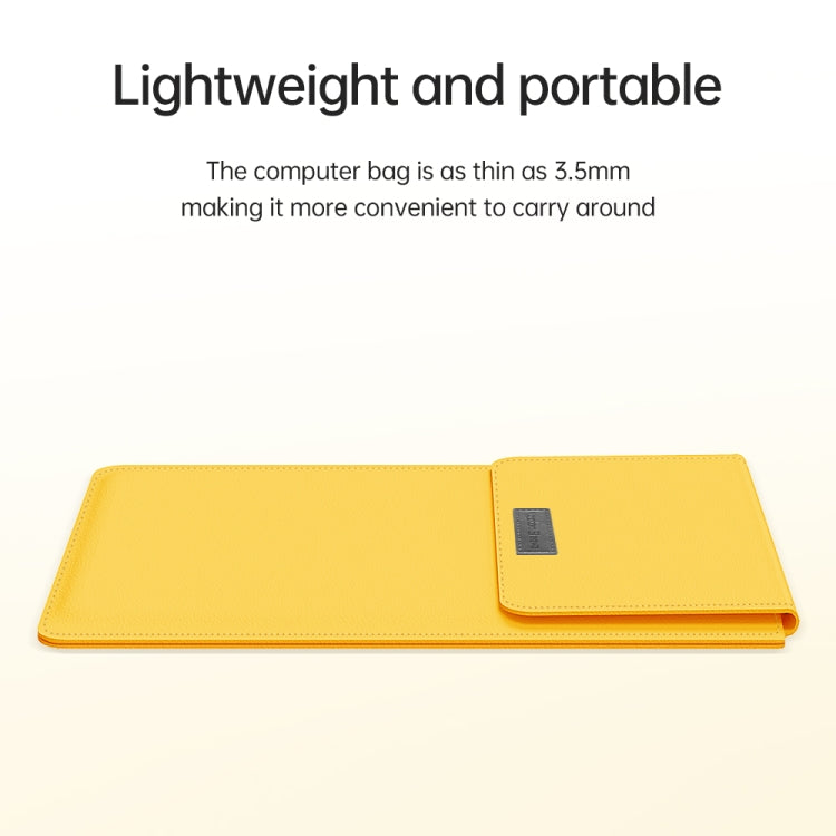 4 in 1 Lightweight and Portable Leather Computer Bag, Size:13/14 inches(Yellow)