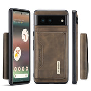 For Google Pixel 6A DG.MING M2 Series 3-Fold Multi Card Bag Phone Case(Coffee)