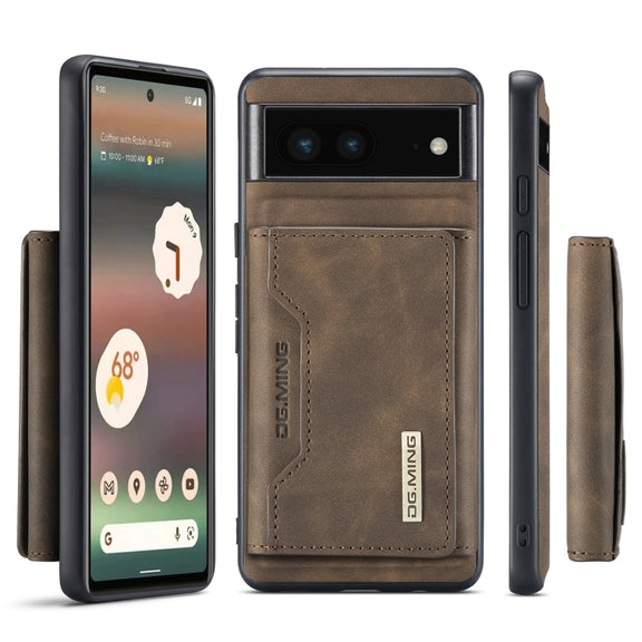 For Google Pixel 6A DG.MING M2 Series 3-Fold Multi Card Bag Phone Case(Coffee)