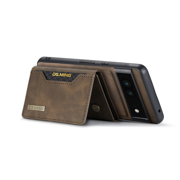 For Google Pixel 6A DG.MING M2 Series 3-Fold Multi Card Bag Phone Case(Coffee)