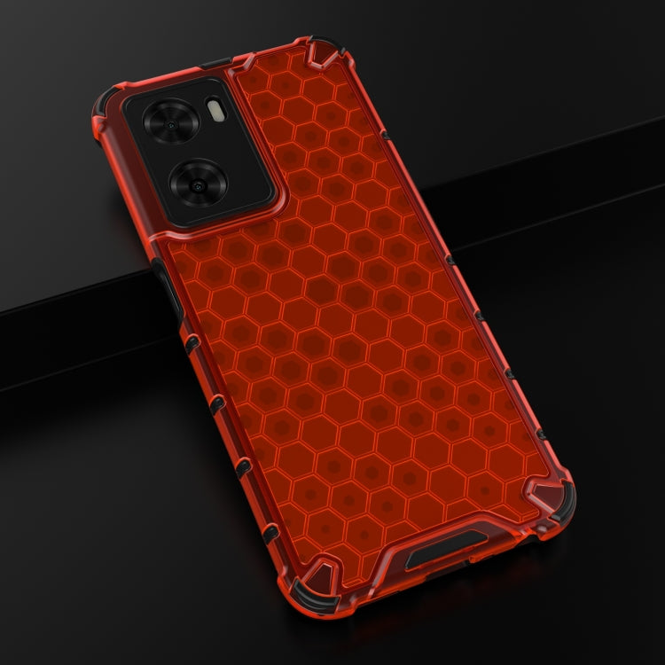 For OPPO A57 4G Global Honeycomb Phone Case(Red)